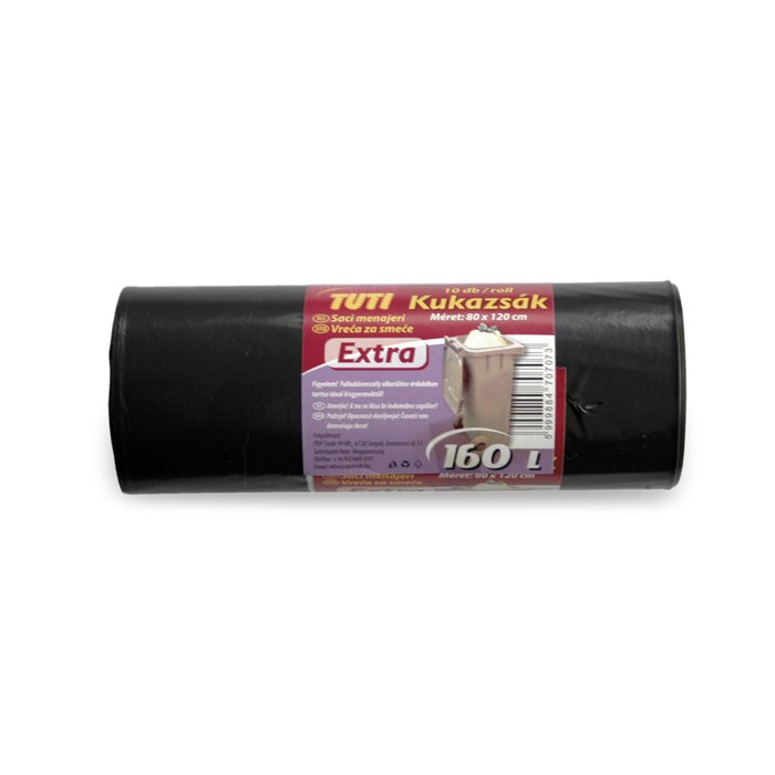 Tuti Szemeteszsák 160 l (10 db / tekercs) - Fekete