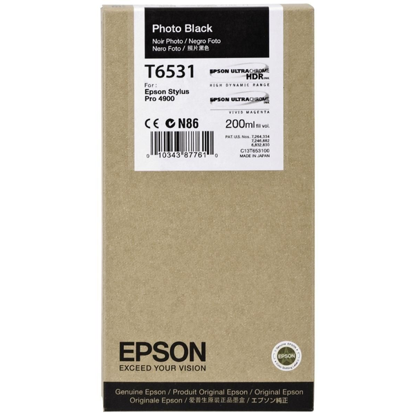 Epson T6531 Photo Black Ink Cartridge (200ml) глава и патрон за мастиленоструен принтер 1 броя Оригинал Фото черно