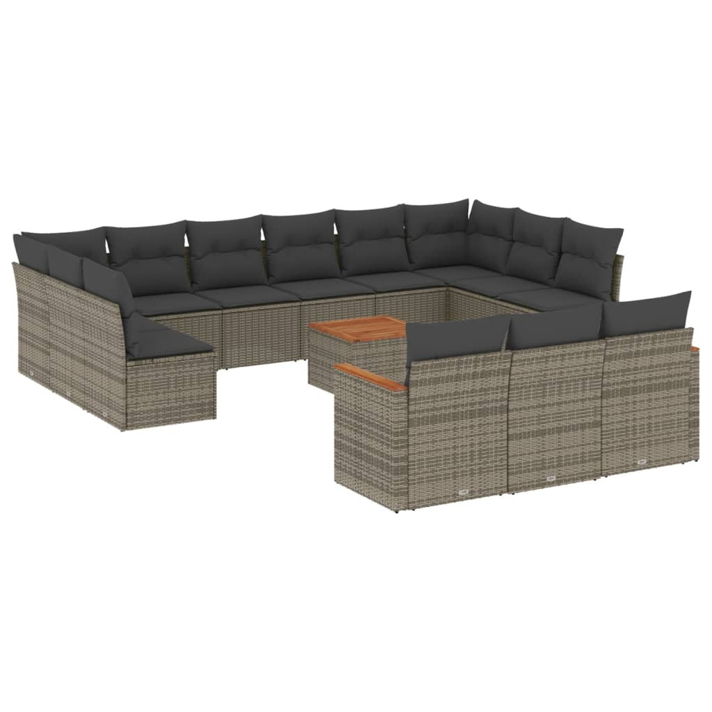 14 részes szürke polyrattan kerti ülőgarnitúra párnákkal (3226466)