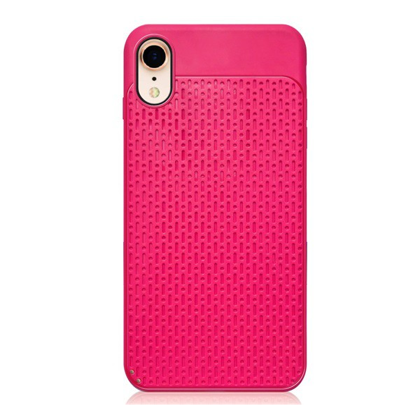 Szilikon telefonvédő (műanyag hátlap, lyukacsos minta) MAGENTA [Apple iPhone XR 6.1] (5996457805341)