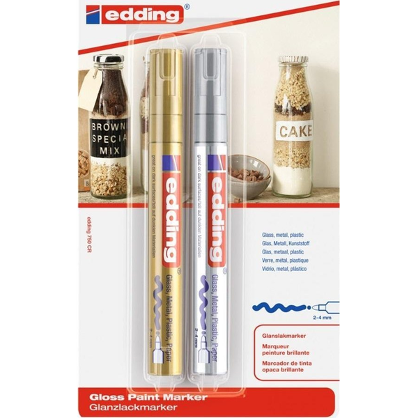 Edding 750 4-750-2-1-53-54 Lakk jelölő Arany, Ezüst 2 mm, 3 mm, 4 mm