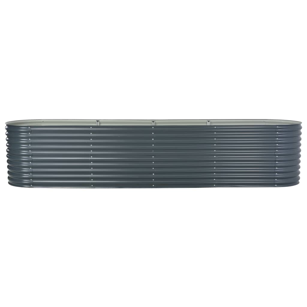 szürke horganyzott acél kerti magaságyás 400 x 80 x 81 cm (45521)