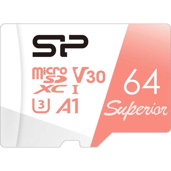 Silicon Power SP064GBSTXDV3V20SP Superior, 64 GB, MicroSDXC, Class 10, UHS-I, 100 MB/s, 80 MB/s