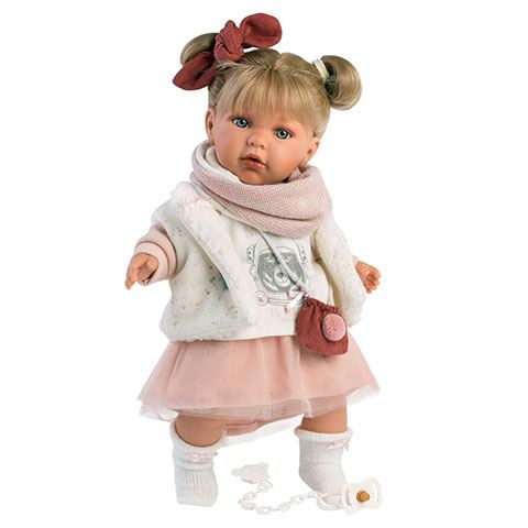 Llorens: Julia síró baba mellényben 42cm-es (42402)