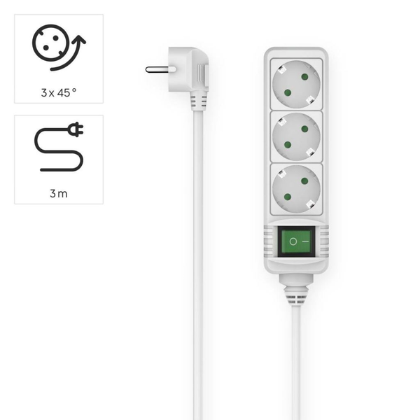 Hama 00223002 power uitbreiding 3 m 3 AC-uitgang(en) Binnen Wit