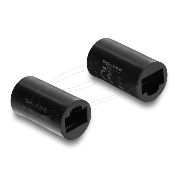 DELOCK Netzwerkkabelverb. RJ45 Kuppl. Bu > Bu Cat.6 schwarz