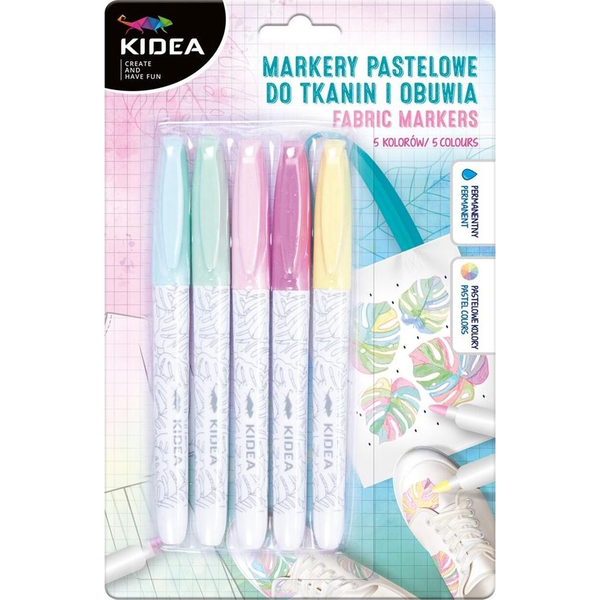 Kidea 5 Színű Textil Filctoll - Pasztell Színek