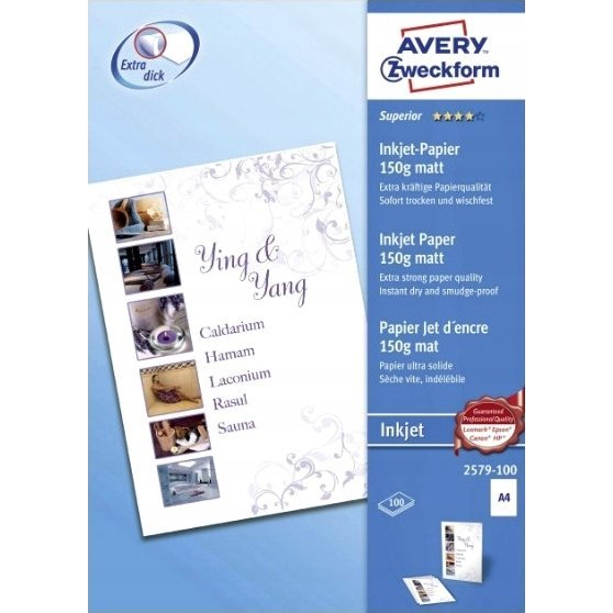 Avery-Zweckform Superior Inkjet Paper 2579-100 Tintasugaras nyomtatópapír DIN A4 150 g/m² 100 lap Fehér (2579-100)