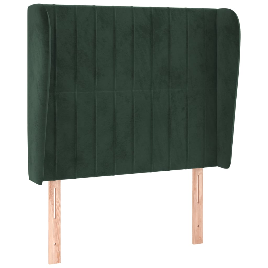 sötétzöld bársony fejtámla szárnyakkal 83 x 23 x 118/128 cm (3118227)