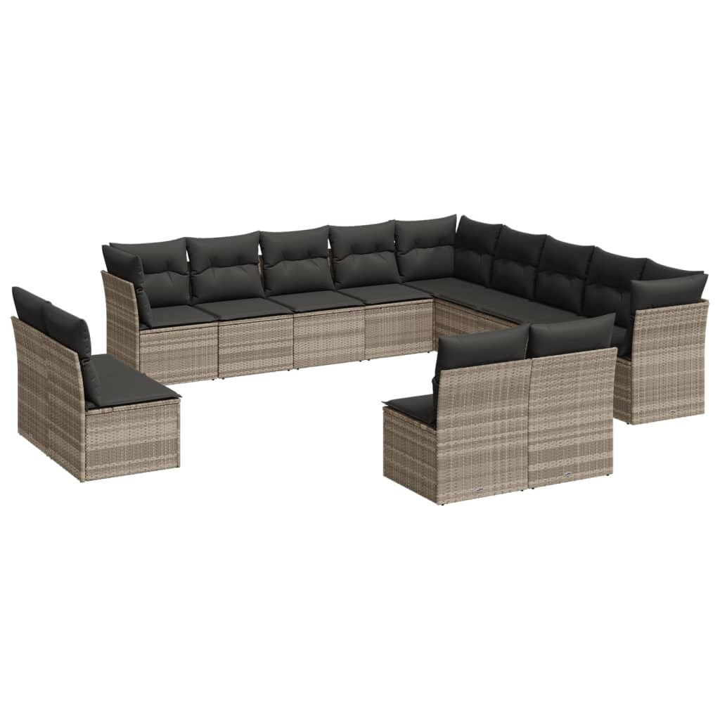 12 részes világosszürke polyrattan kerti ülőgarnitúra párnával (3218422)