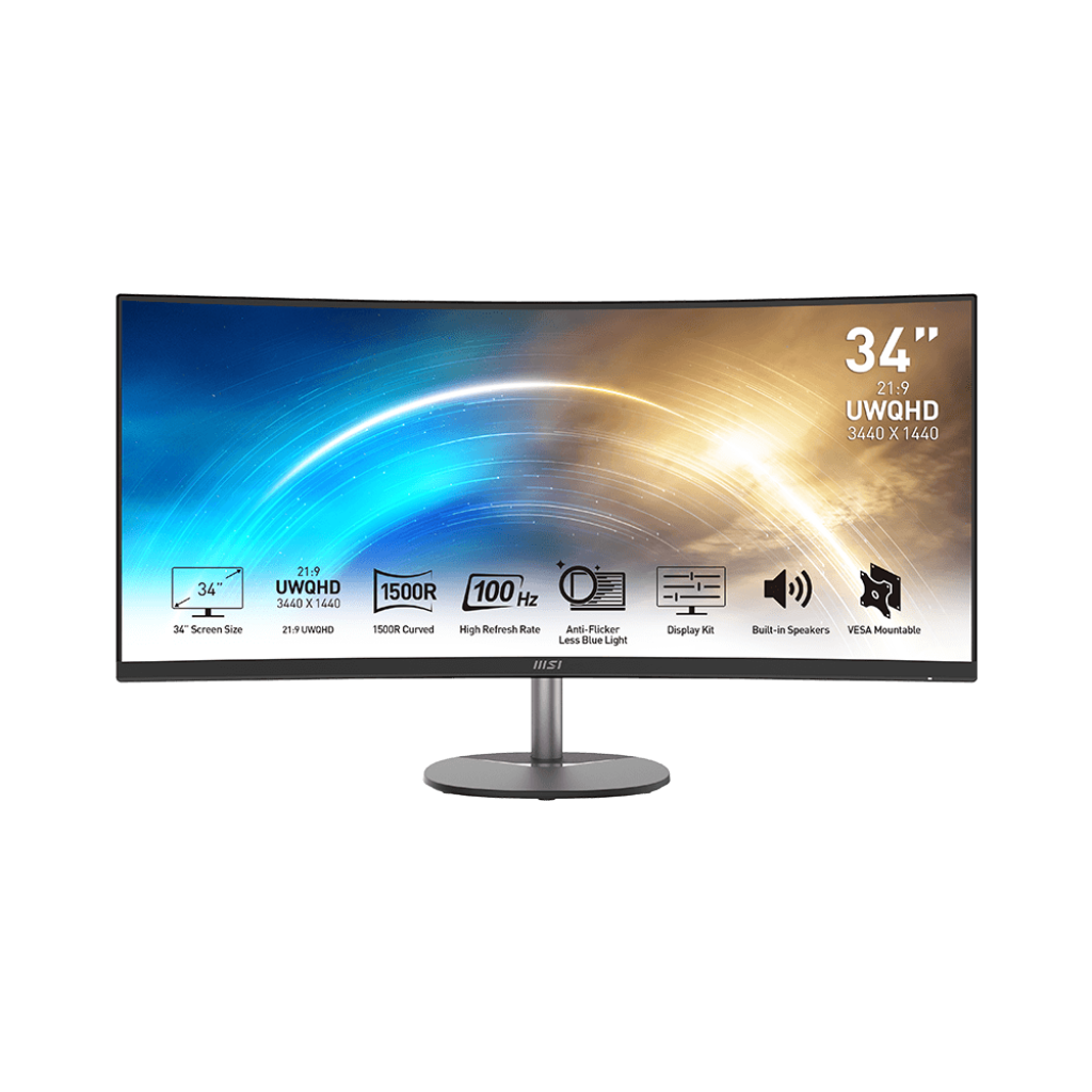 MSI PRO MP341CQDE 34" Curved UWQHD Monitor HDR/HDMI (9S6-3PB2CT-005)