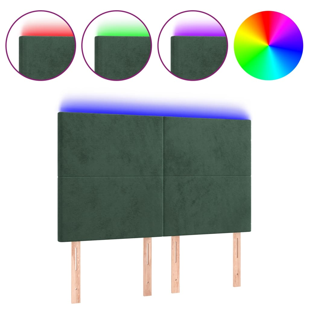 sötétzöld bársony LED-es fejtámla 144x5x118/128 cm (3122195)