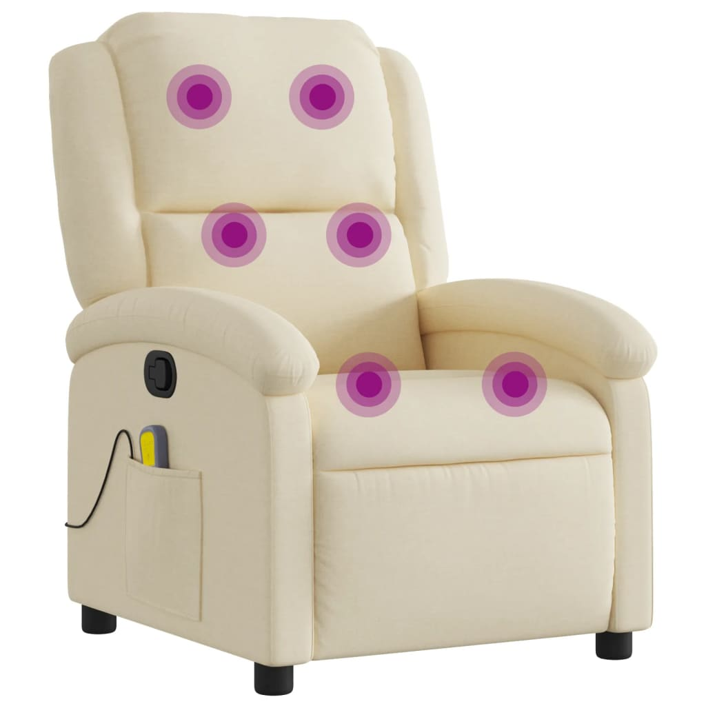 krémszínű szövet dönthető masszázsfotel (371772)