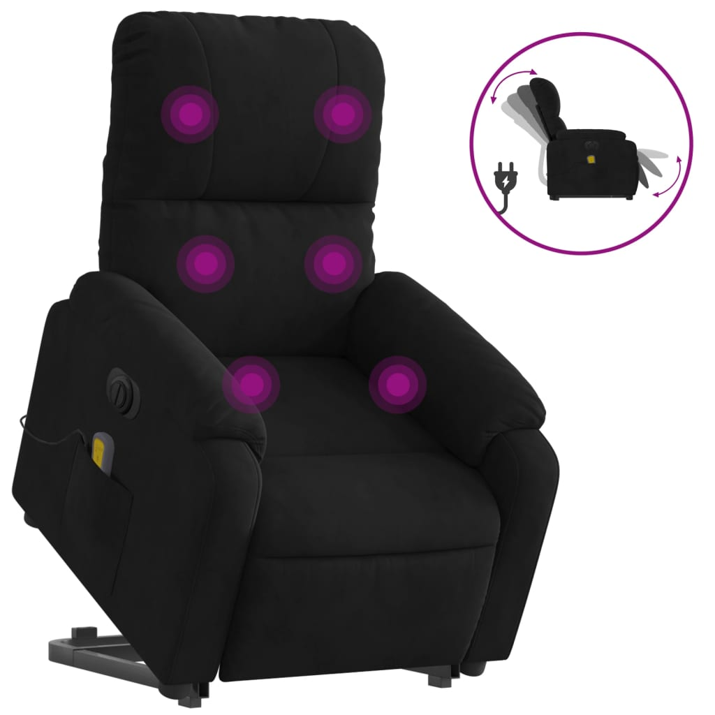 fekete mikroszálas szövet elektromos álló masszázsfotel (3204953)