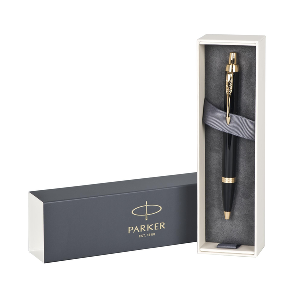 PARKER Kugelschreiber IM     Black Lacquer            M Blau Geschenkbox