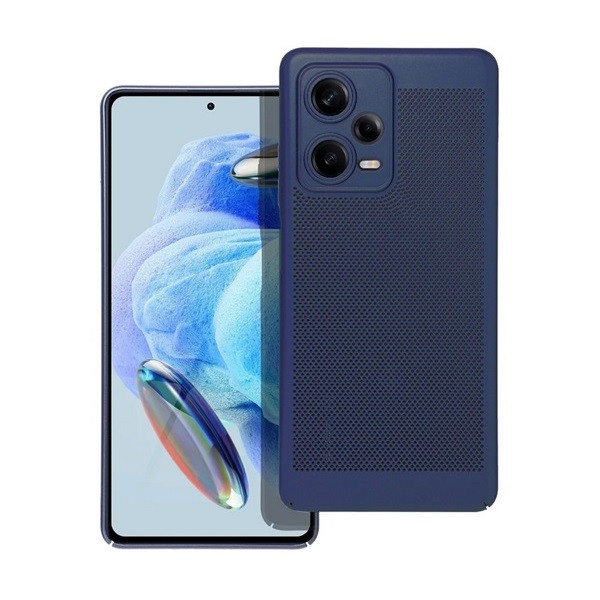 Xiaomi Redmi Note 12 5G / Poco X5 5G, Műanyag hátlap védőtok, légáteresztő, lyukacsos minta, Breezy, sötétkék (RS142600)