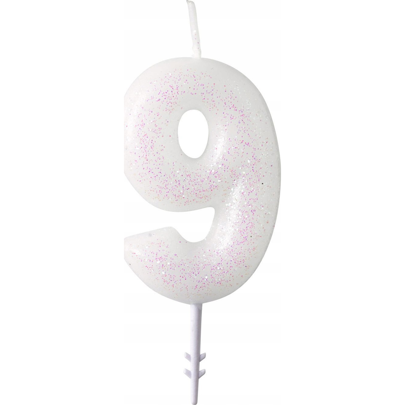 Csillámos Gyertya - 9-es, 6,5 cm, Fehér (9904384)