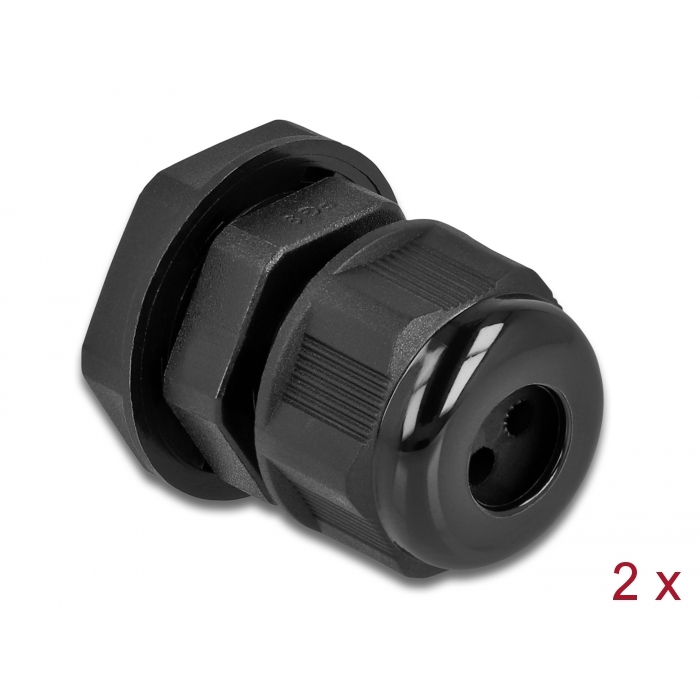 Delock Kábel tömszelence PG9 kerek kábelekhez, három kábel bemenettel 2 db. Fekete (60373) (60373)