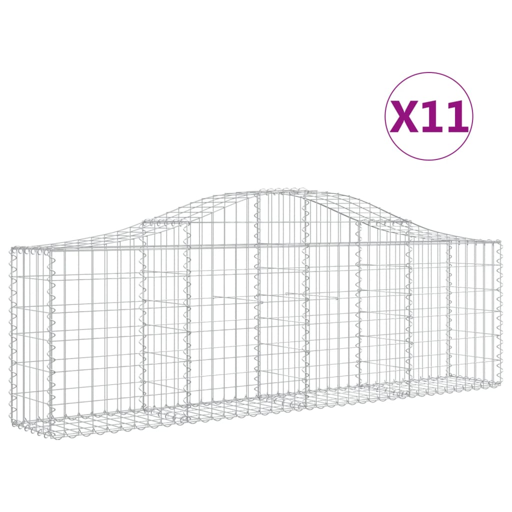 11 db íves horganyzott vas gabion kosár 200x30x60/80 cm (3145397)
