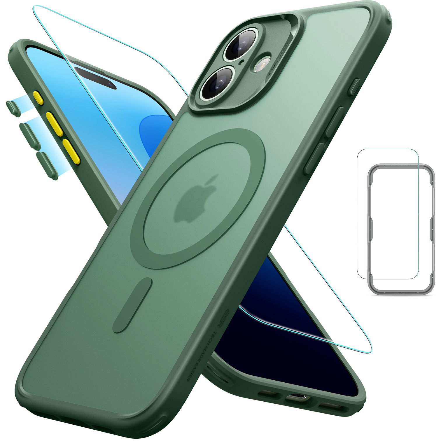 ESR Classic Pro Case (HaloLock) Set, Compatible with iPhone 16 Plus, Frosted Green tok (1A7770401)