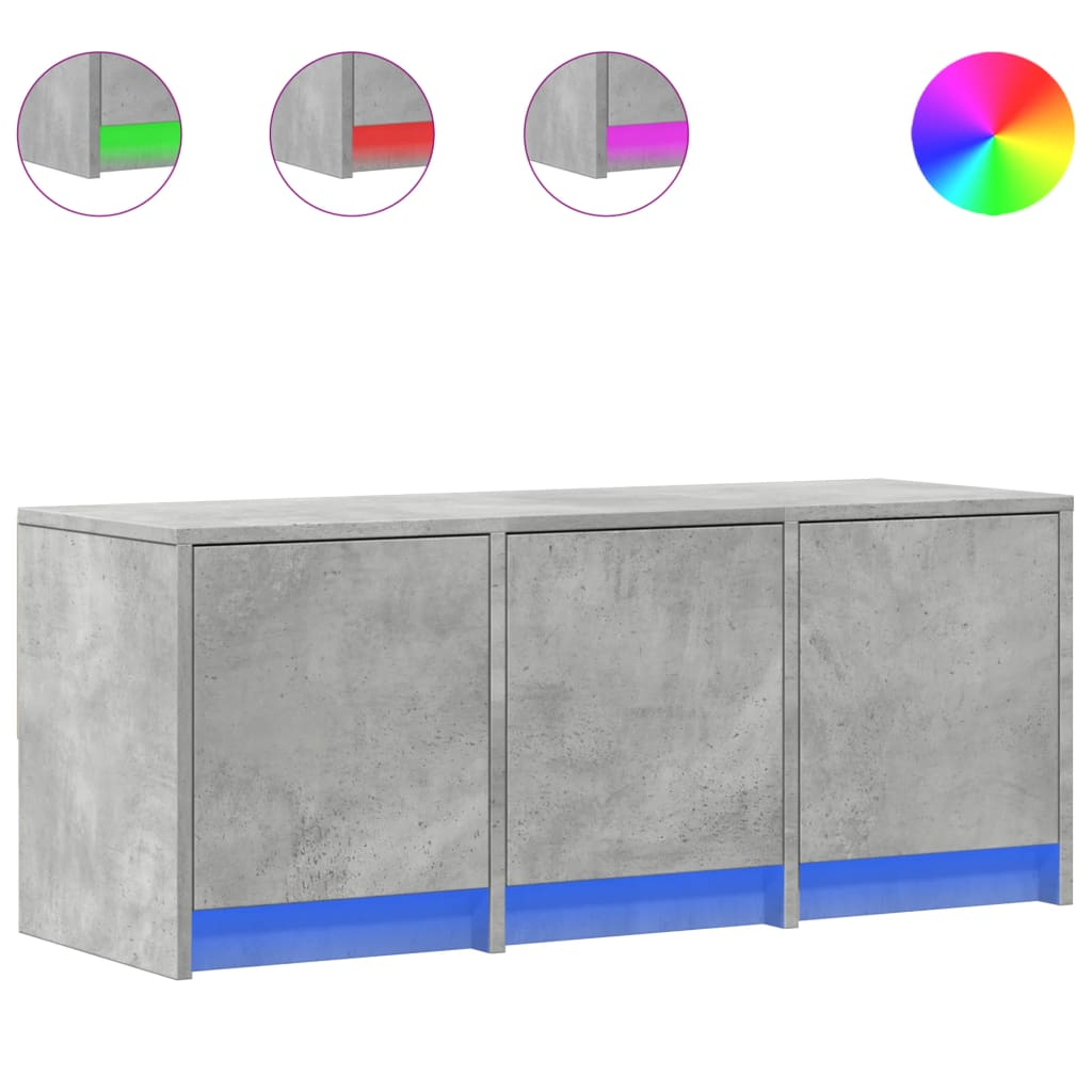 betonszürke szerelt fa TV-szekrény LED-ekkel 97 x 34 x 40 cm (852239)