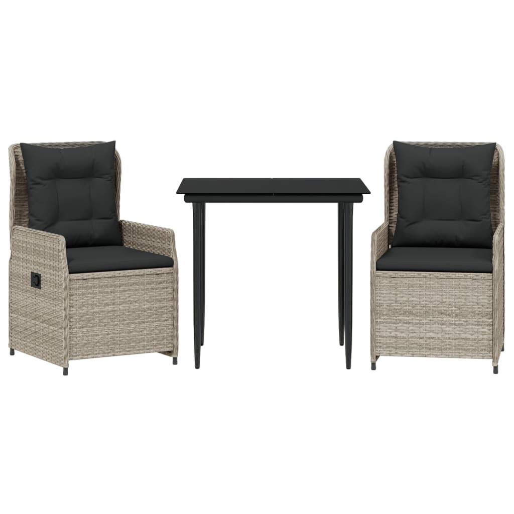 3részes világosszürke polyrattan kerti étkezőgarnitúra párnával (3262896)