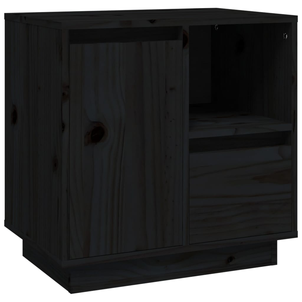 2 db fekete tömör fenyőfa éjjeliszekrény 50 x 34 x 50 cm (814487)