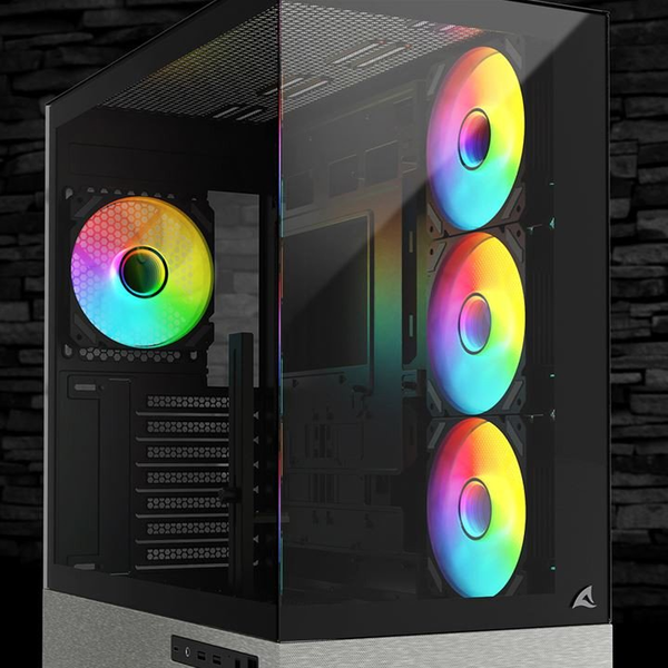 Sharkoon AK7 ARGB számítógépház - ATX, edzett üveg, 4db 120mm-es ARGB PWM ventilátor, fekete