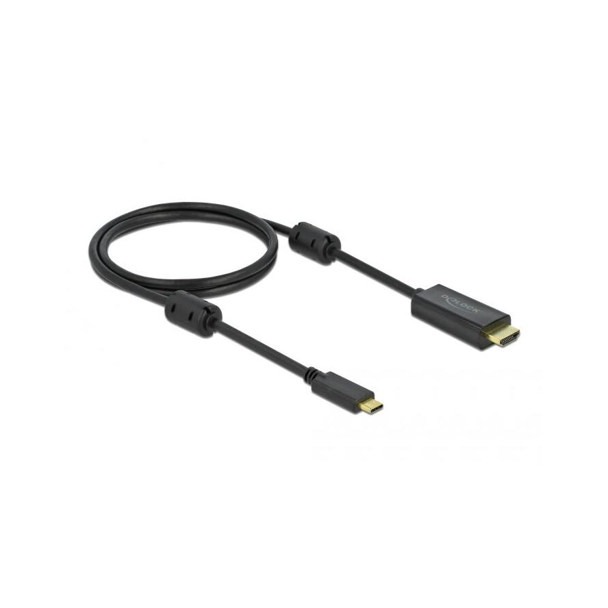 Delock USB-C / Thunderbolt -> HDMI 2.0 M/M video kábel 1m fekete DP Alt Mode (85969)