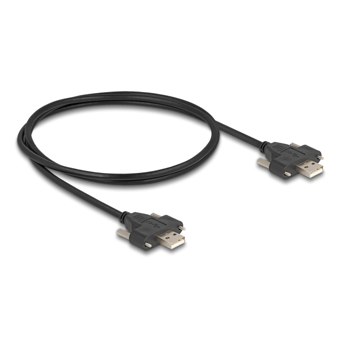 Delock USB 2.0 A-típusú kábel apa apa csavarokkal 1 m fekete (80479) (80479)