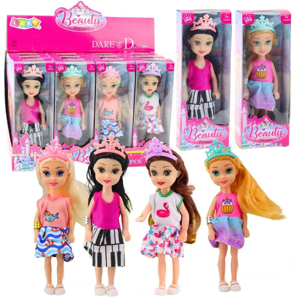 Mini Hercegnő Baba Koronával Színes Ruhában 14Cm Mix  24520 (24520)