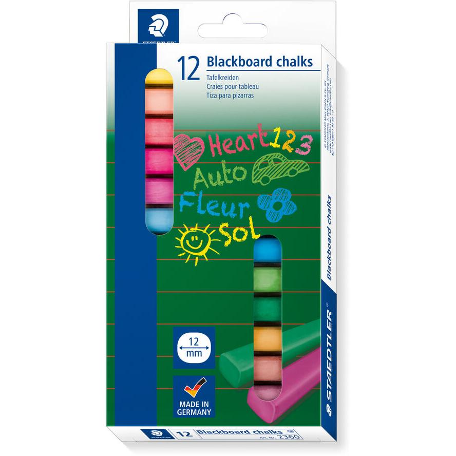 Staedtler Szögletes Táblakréta - 12 különböző szín (2360)