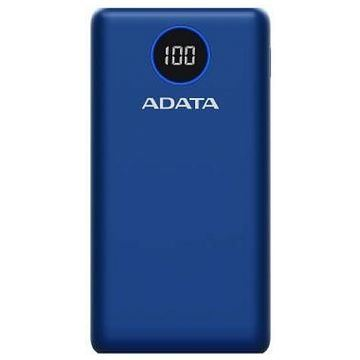 Външна батерия ADATA 20000mAh, Quick Charge 3.0 + PD 18W, 2 x USB &, 1 x USB-C, P20000QCD 20.000 mAh, Total 3A, Син