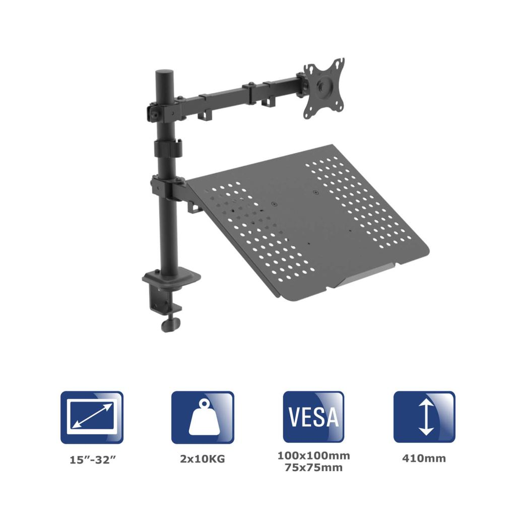 Akyga asztali monitortartó laptop tálcával 15