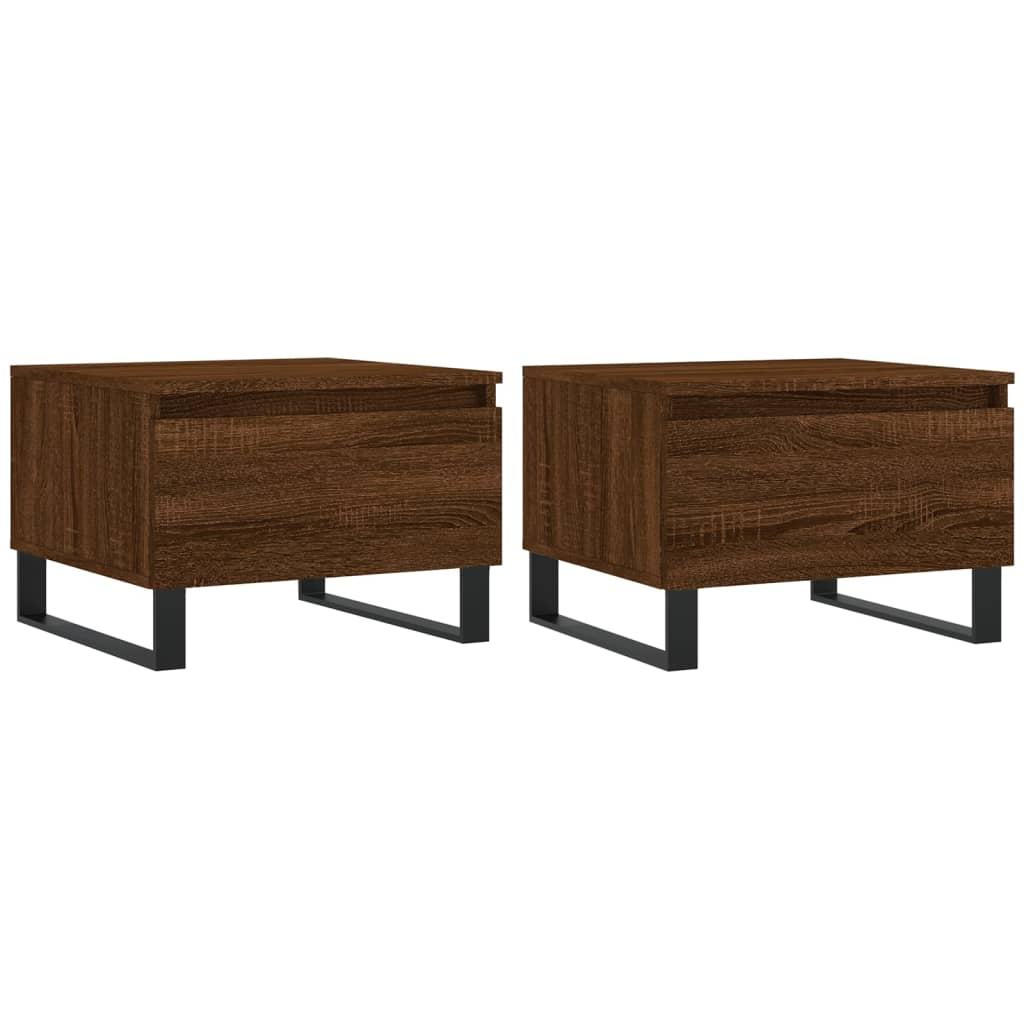 2 db barna tölgyszínű szerelt fa dohányzóasztal 50 x 46 x 35 cm (830891)