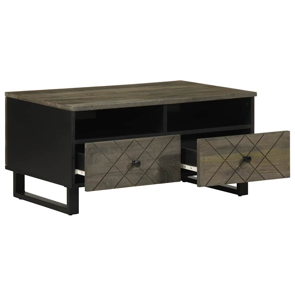 fekete tömör mangófa dohányzóasztal 80 x 54 x 40 cm (4017697)