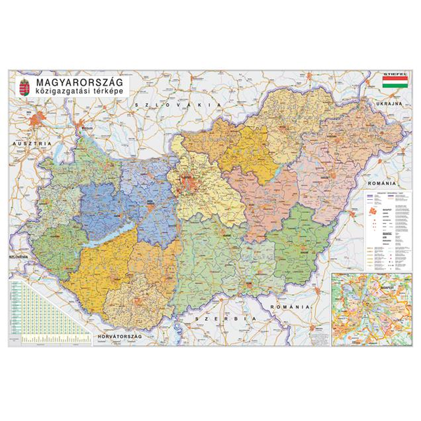 Stiefel Falitérkép 100x140 cm - Magyarország Járástérképe