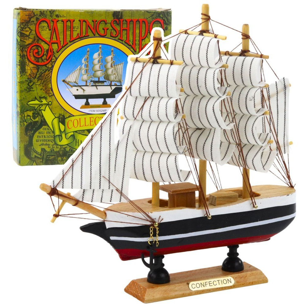 Gyűjthető Dekoratív Vitorláshajó Modell Fekete-fehér 21x21cm  22570