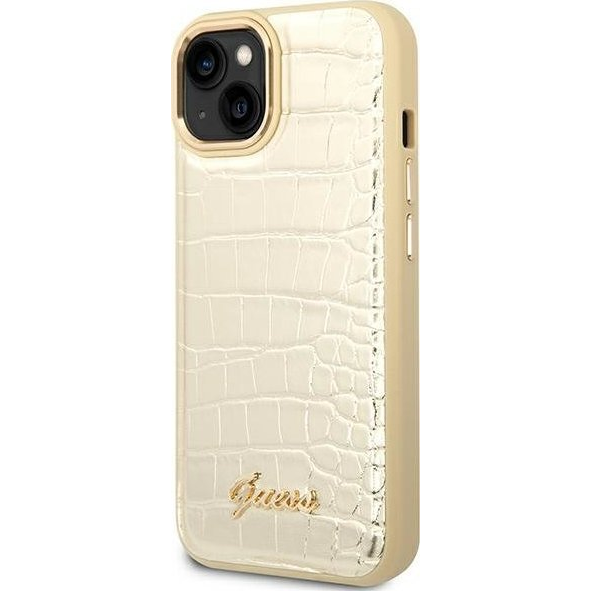 Guess Croco Collection Apple iPhone 14 Plus hátlap tok, arany