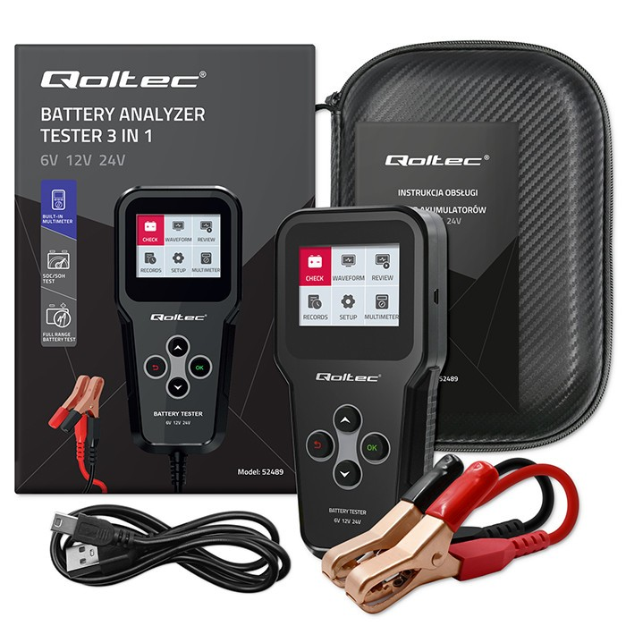 Qoltec 52489 Digitális akkumulátortesztelő 3 az 1-ben LCD kijelzővel 30Ah-200Ah (52489)