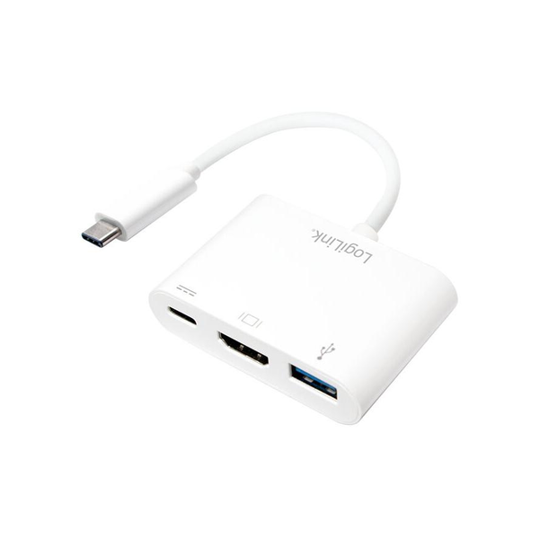 LogiLink 0.14m, 2xUSB-C/HDMI+USB A Bianco