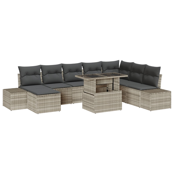 Set De Sofá De Jardín 9 Piezas Marrón Claro, Negro V3526 Unico / Beige