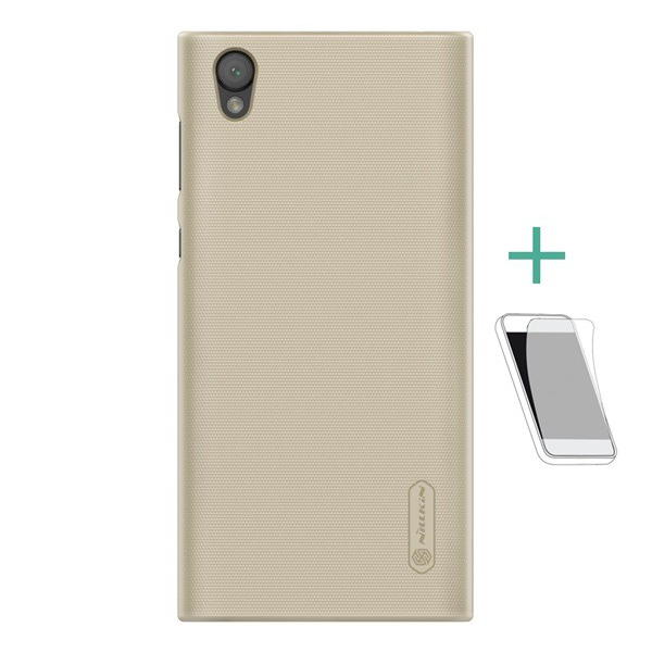 NILLKIN SUPER FROSTED műanyag telefonvédő (gumírozott, érdes felület + képernyővédő fólia) ARANY [Sony Xperia L1 (G3312)] (5996457704217)