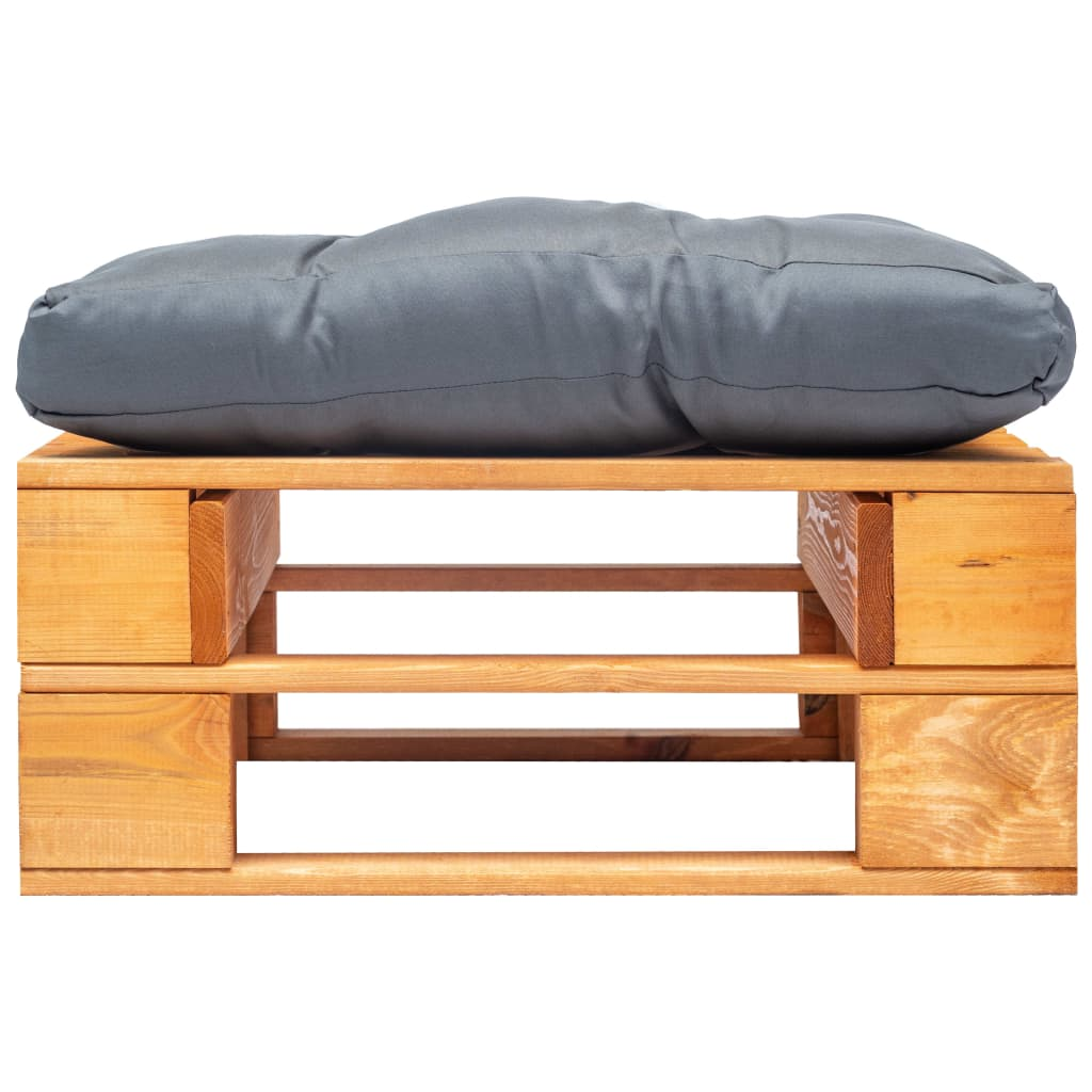 mézbarna fa kerti raklapzsámoly szürke párnával (277441)