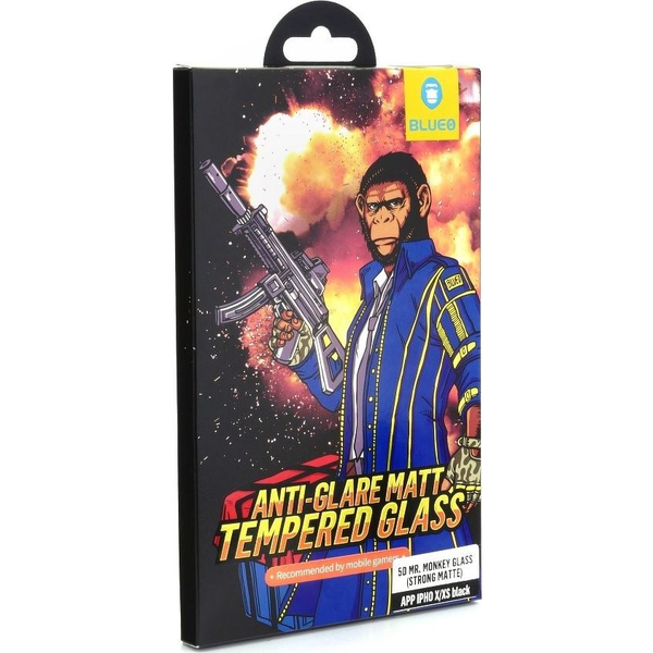 Blueo 5D Mr. Monkey Glass - Apple iPhone x / Xs / 11 Pro Fekete (Matt) Üvegfólia