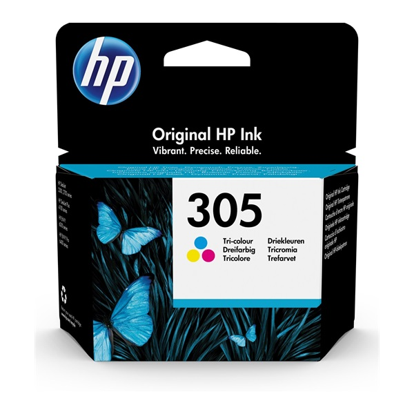 HP 305 Tri-color Original Ink Cartridge inkoustová náplň 1 kusů Standardní výtěžnost Azurová, Purpurová, Žlutá (3YM60AE)