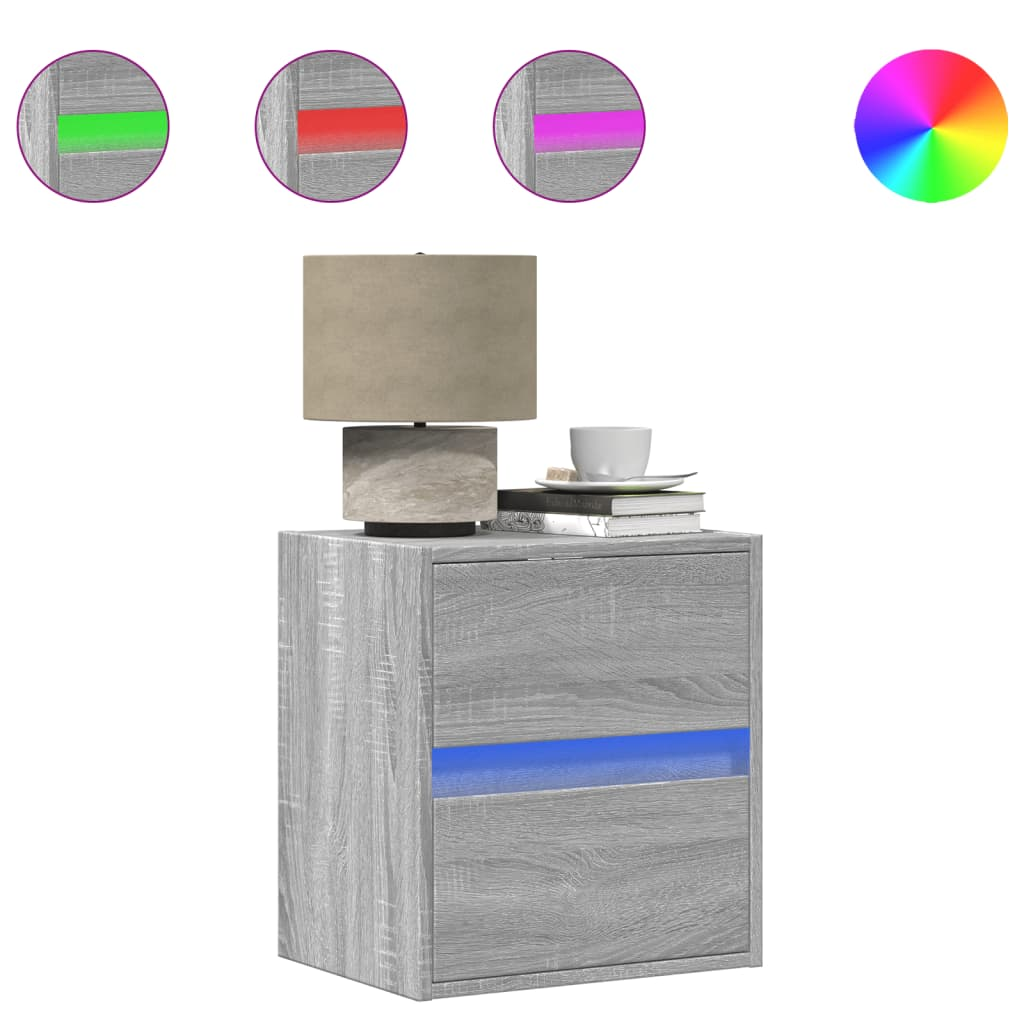 szürke sonoma színű fali TV-szekrény LED-del 41 x 31 x 45 cm (852281)