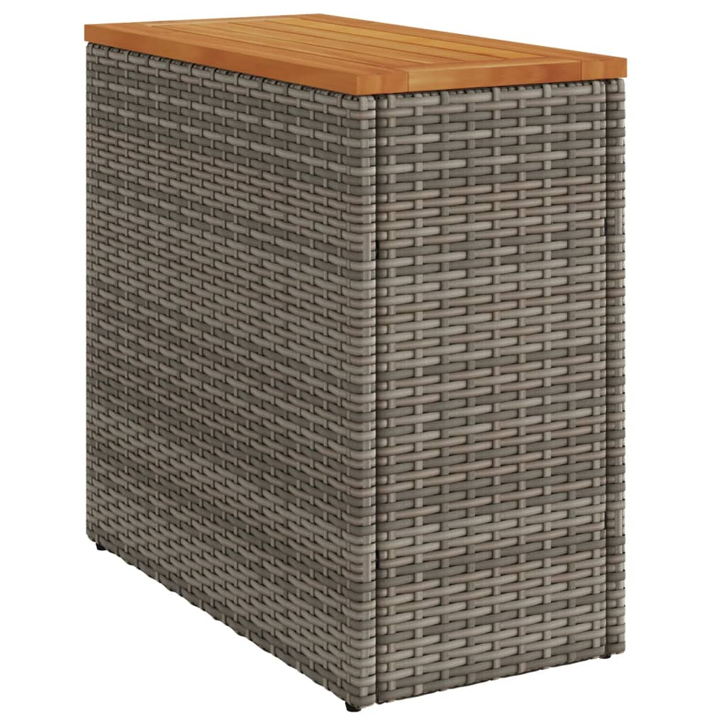 szürke polyrattan falapos kerti kisasztal 58 x 27,5 x 55 cm (366134)