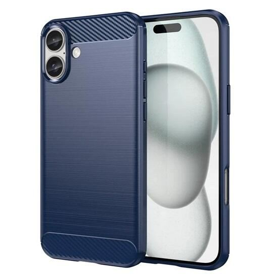 Gigapack Apple iPhone 16 Plus szálcsiszolt, karbon mintás tok sötétkék (GP-160162) (GP-160162)