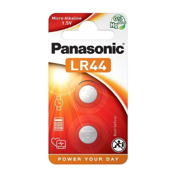 Panasonic alkáli-mangán LR44 gombelem (2db/csomag) (LR-44EL/2B)